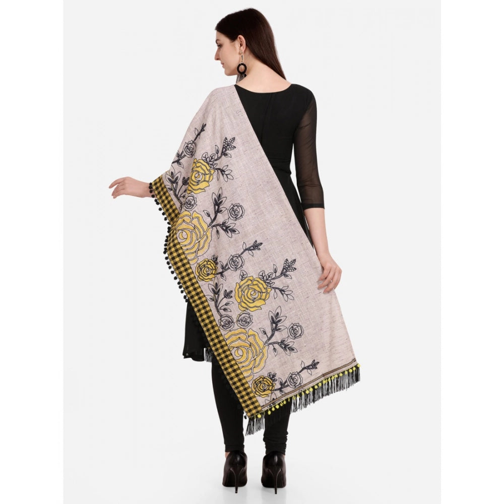 Women's Cotton Embroidered Dupatta (Gray, Length: 1.5 to 2 Mtr)