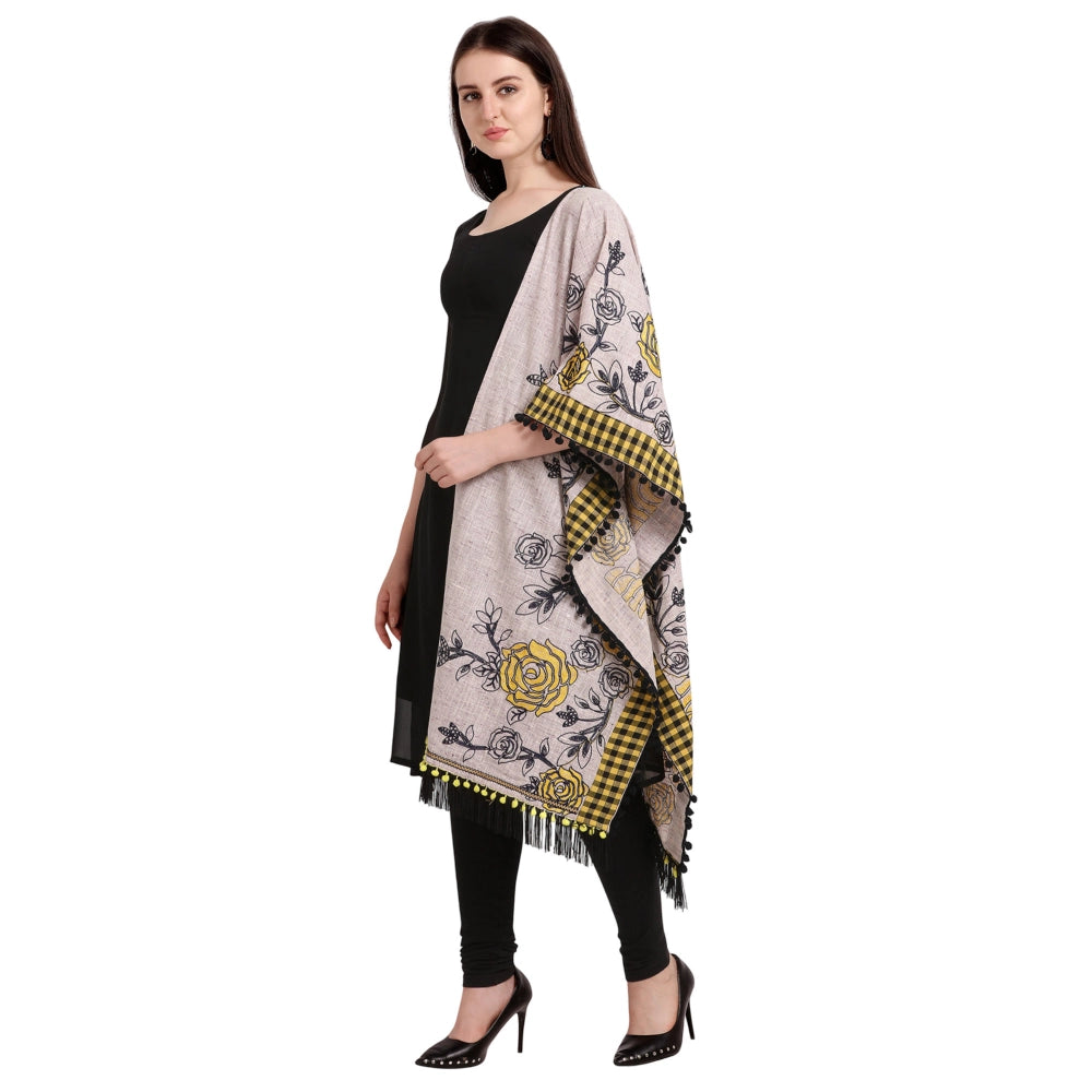 Women's Cotton Embroidered Dupatta (Gray, Length: 1.5 to 2 Mtr)