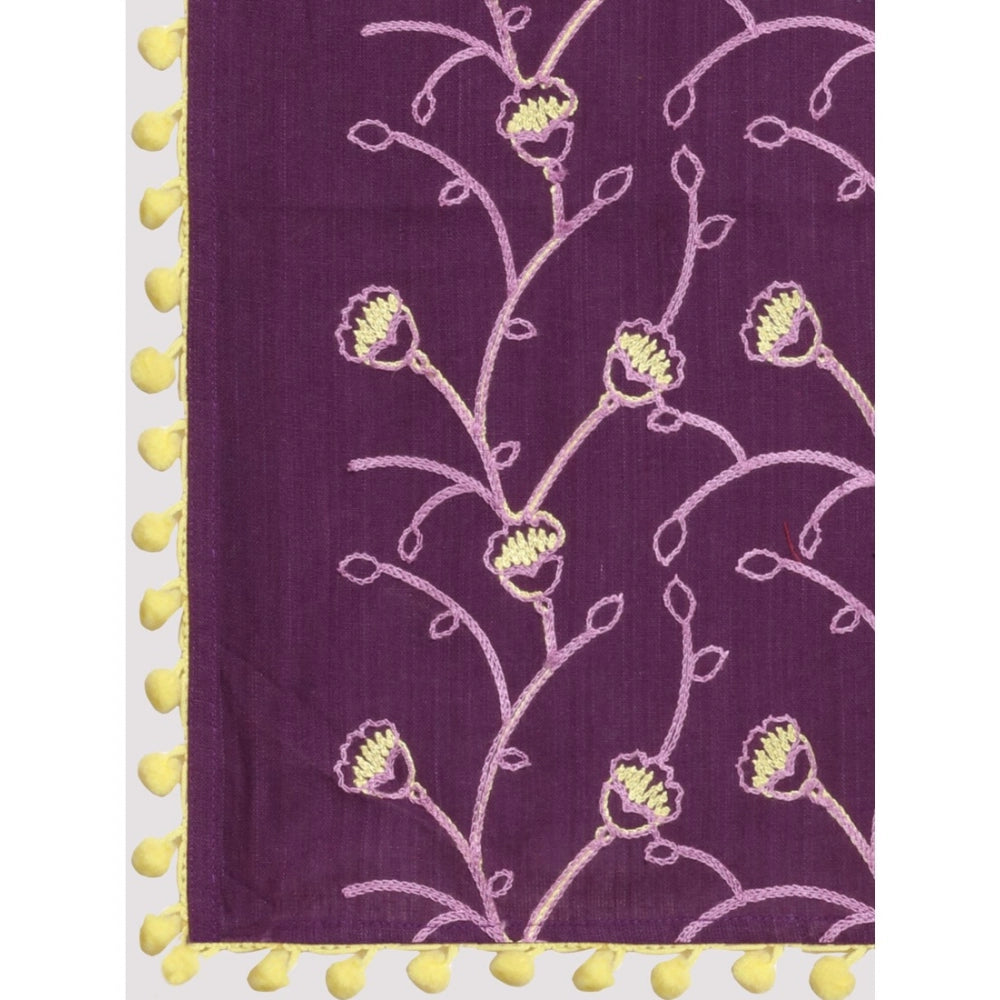 Women's Cotton Embroidered Dupatta (Purple, Length: 0.5 to 1 Mtr)