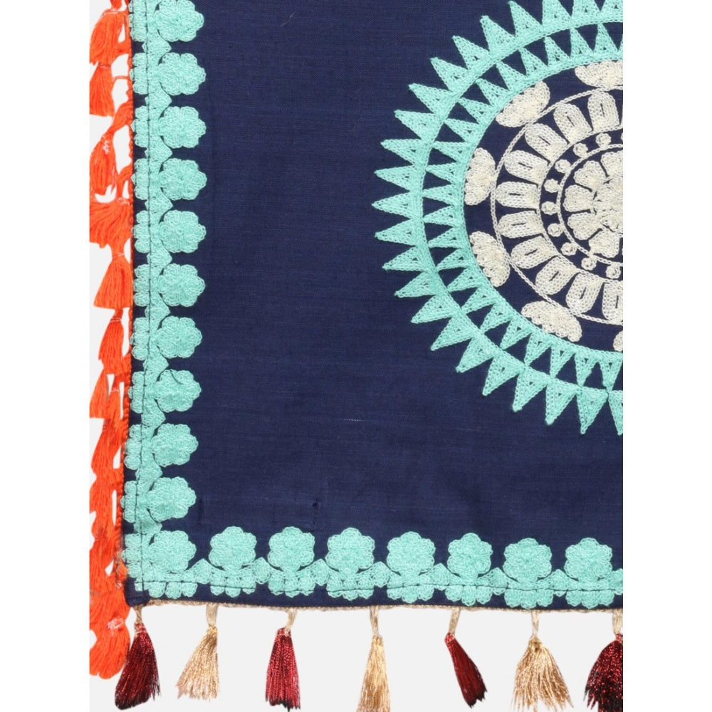 Women's Cotton Embroidered Dupatta (Navyblue, Length: 0.5 to 1 Mtr)