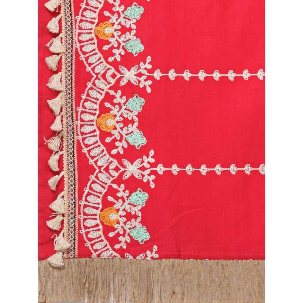 Women's Cotton Embroidered Dupatta (Red, Length: 1.5 to 2 Mtr)