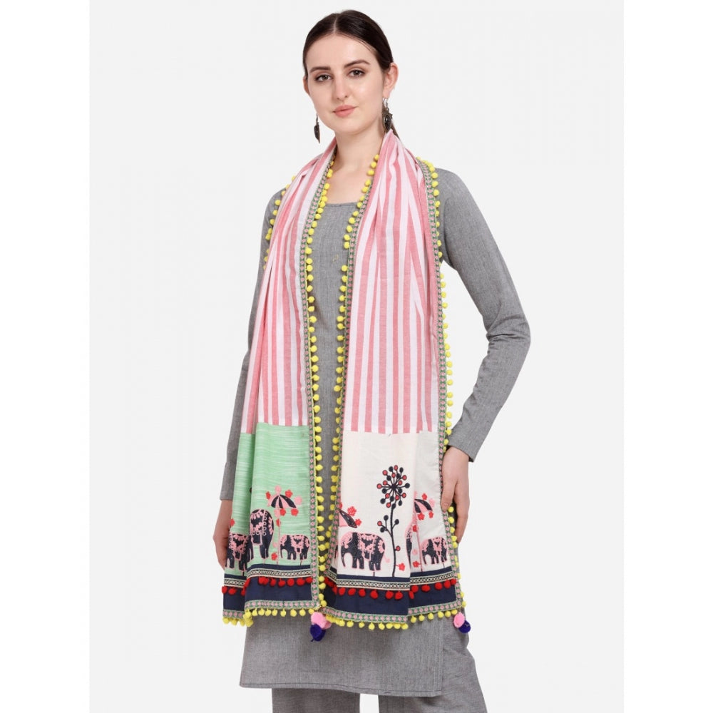 Women's Cotton Embroidered Dupatta (Off White, Length: 1.5 to 2 Mtr)