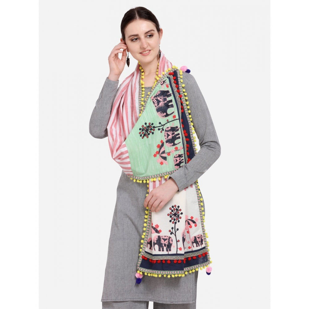 Women's Cotton Embroidered Dupatta (Off White, Length: 1.5 to 2 Mtr)