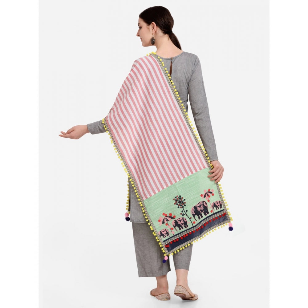 Women's Cotton Embroidered Dupatta (Off White, Length: 1.5 to 2 Mtr)